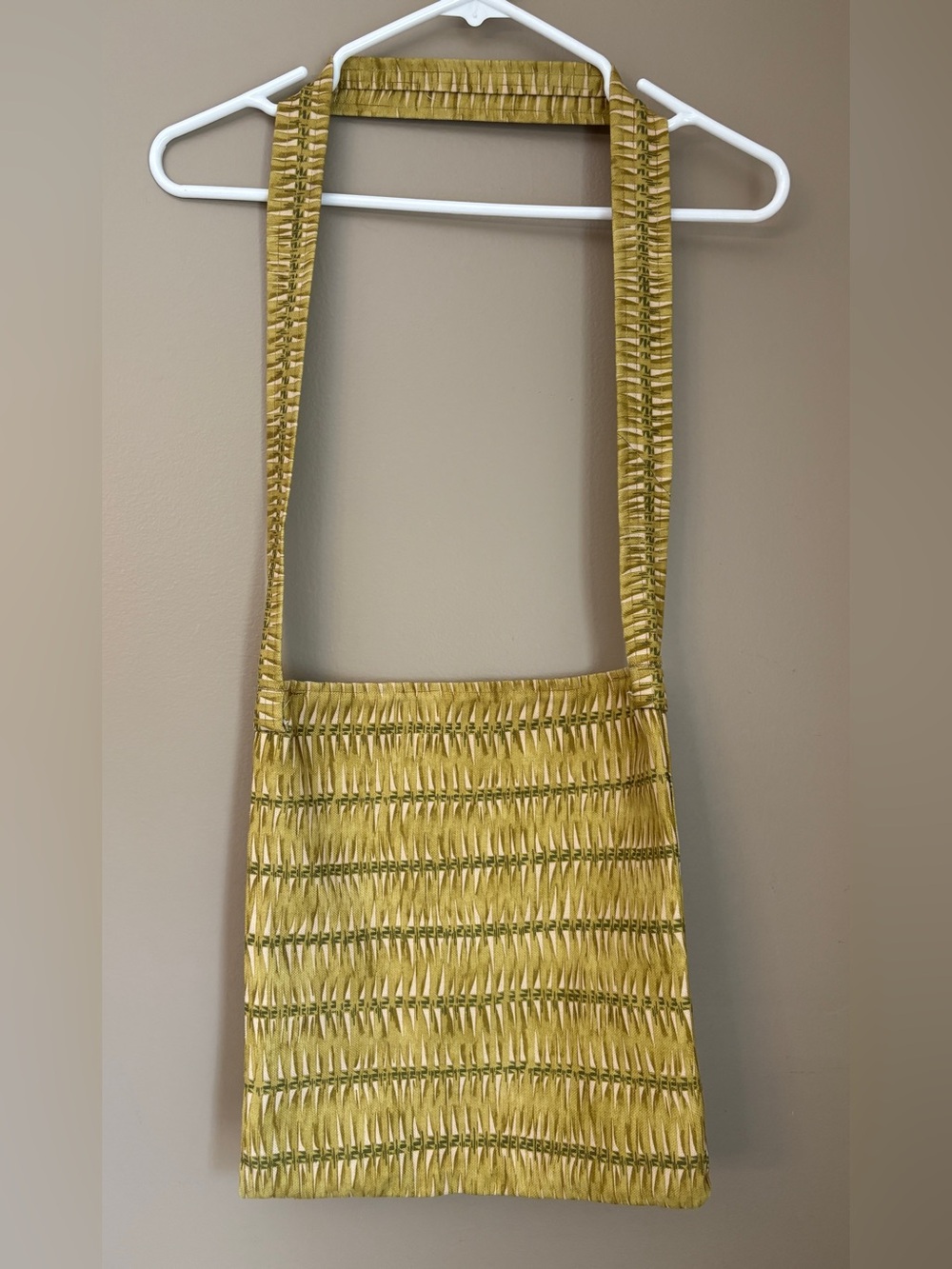 Handmade Olive Green Geometric Pattern Fabric Shoulder Bag